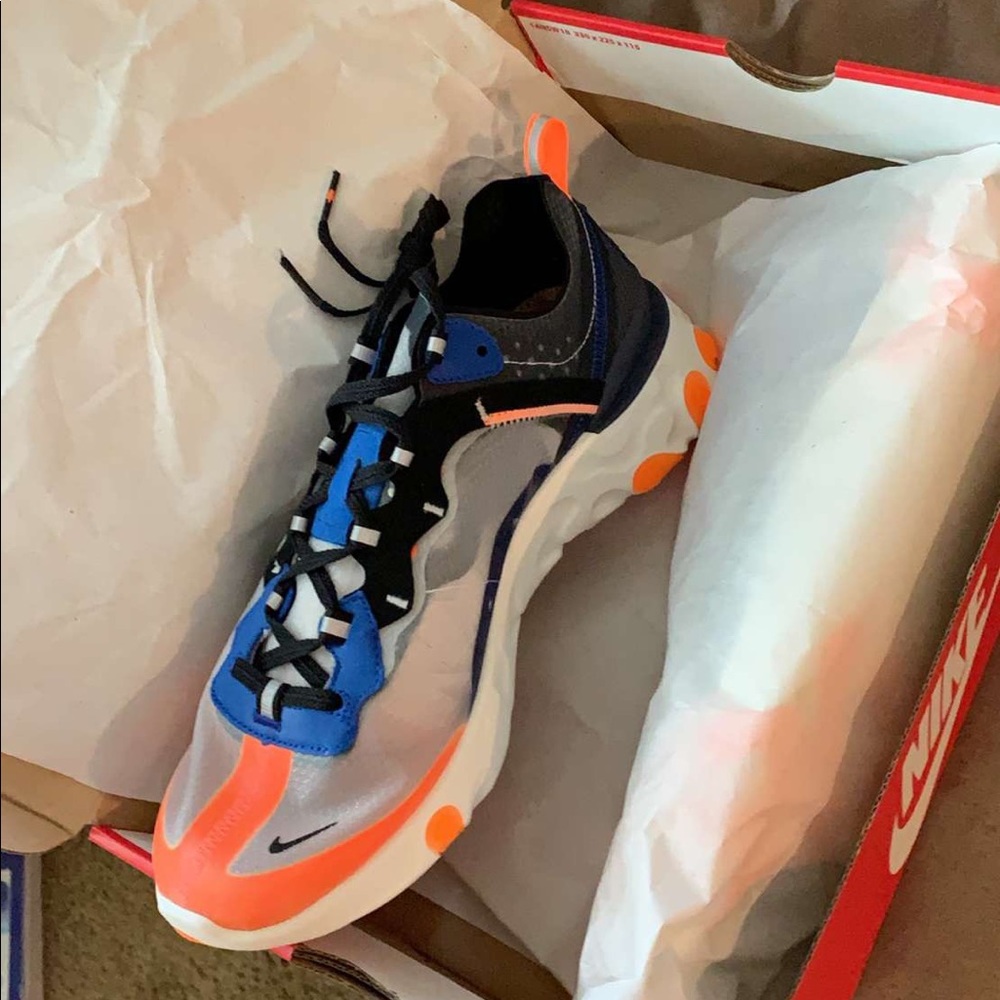 Nike React Element 87 Thunder Blue/Total Orange - Picture 2 of 3